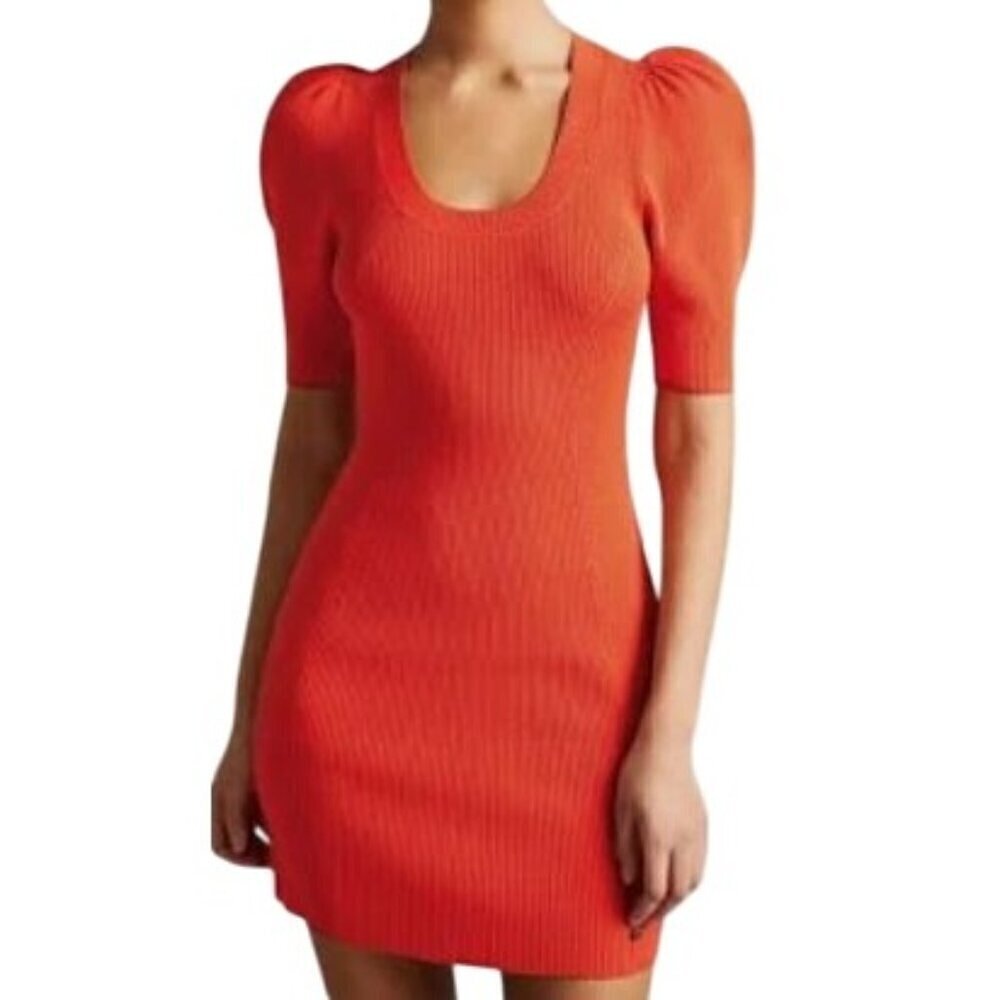 Ted Baker Dress 12 Orange Bodycon Dollra Neutral Earthy Festival Chic Minimalist